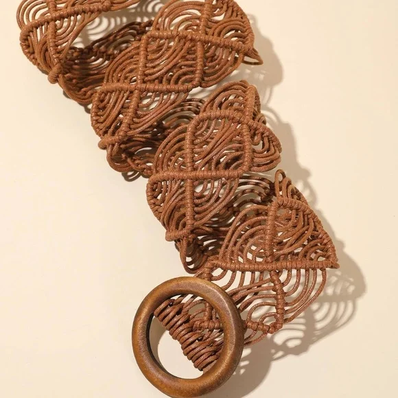 Boho Circle Buckle Woven Belt - Picture 5 of 8